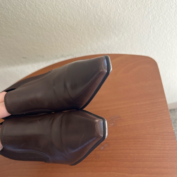 Donald J. Pliner Medea Heel Ankle Boots Brown Black Size 7.5 Leather Fabric Side - Picture 9 of 11